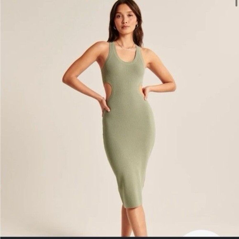 Abercrombie & Fitch Elevated Knit Side Cutout Midi Dress S Ribbed Bodycon Party